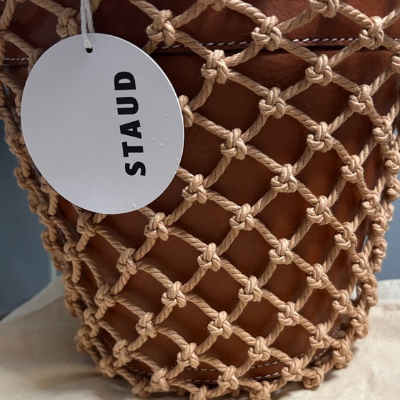 STAUD Net Bucket Bag Leather Brown – New With Tags
